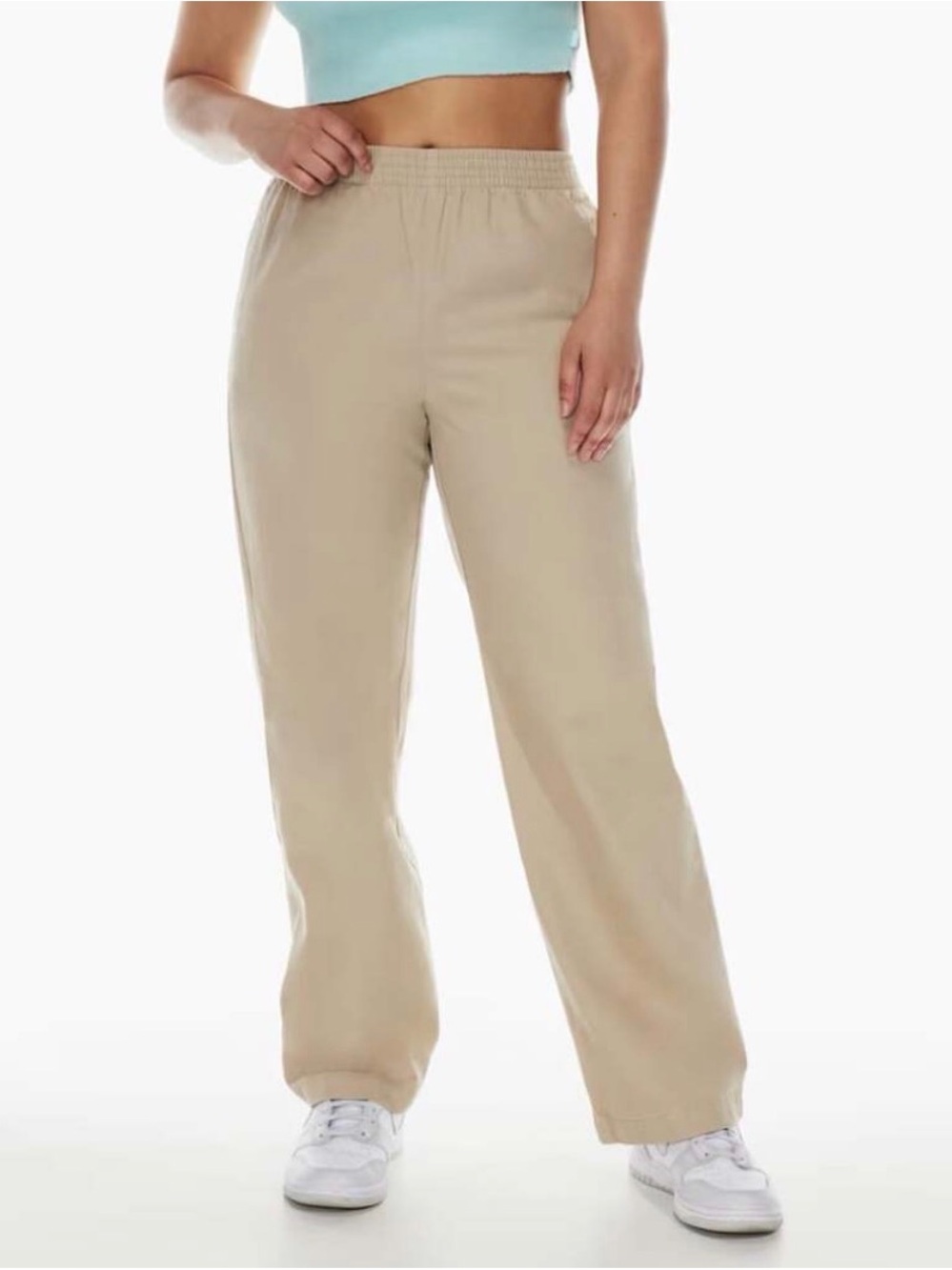 Aritzia TNA Utility Pull-On Twill Pants Tan Mid Rise Small Christie